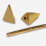 14K Real Gold 3 Side Spike Pyramid Nipple Jewelry, Barbell Piercing, Barbell Earrings - 16G Body Jewellery Straight Barbell Stud