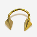 14K Gold Septum Horseshoe Barbell Pyramid Spike, Septum ring, Lip Piercing - 16G Body Jewellery Gold Nose Ring