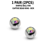 CZ Crystal Dimple Balls for BCR Ring: Titanium (2pcs)