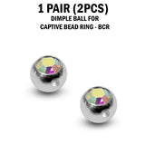 CZ Crystal Dimple Balls for BCR Ring: Titanium (2pcs)