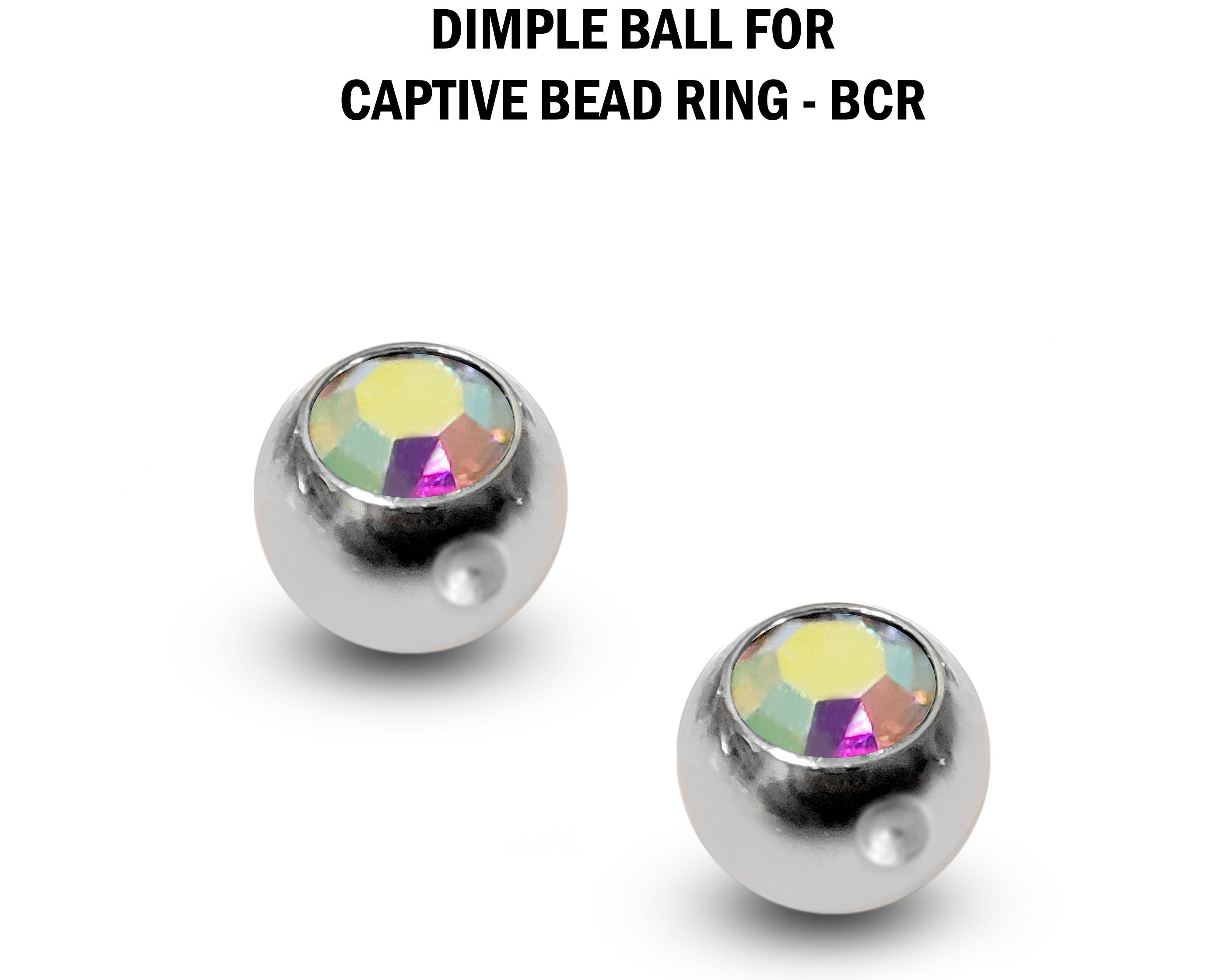 CZ Crystal Dimple Balls for BCR Ring: Titanium (2pcs)
