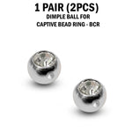 CZ Crystal Dimple Balls for BCR Ring: Titanium (2pcs)
