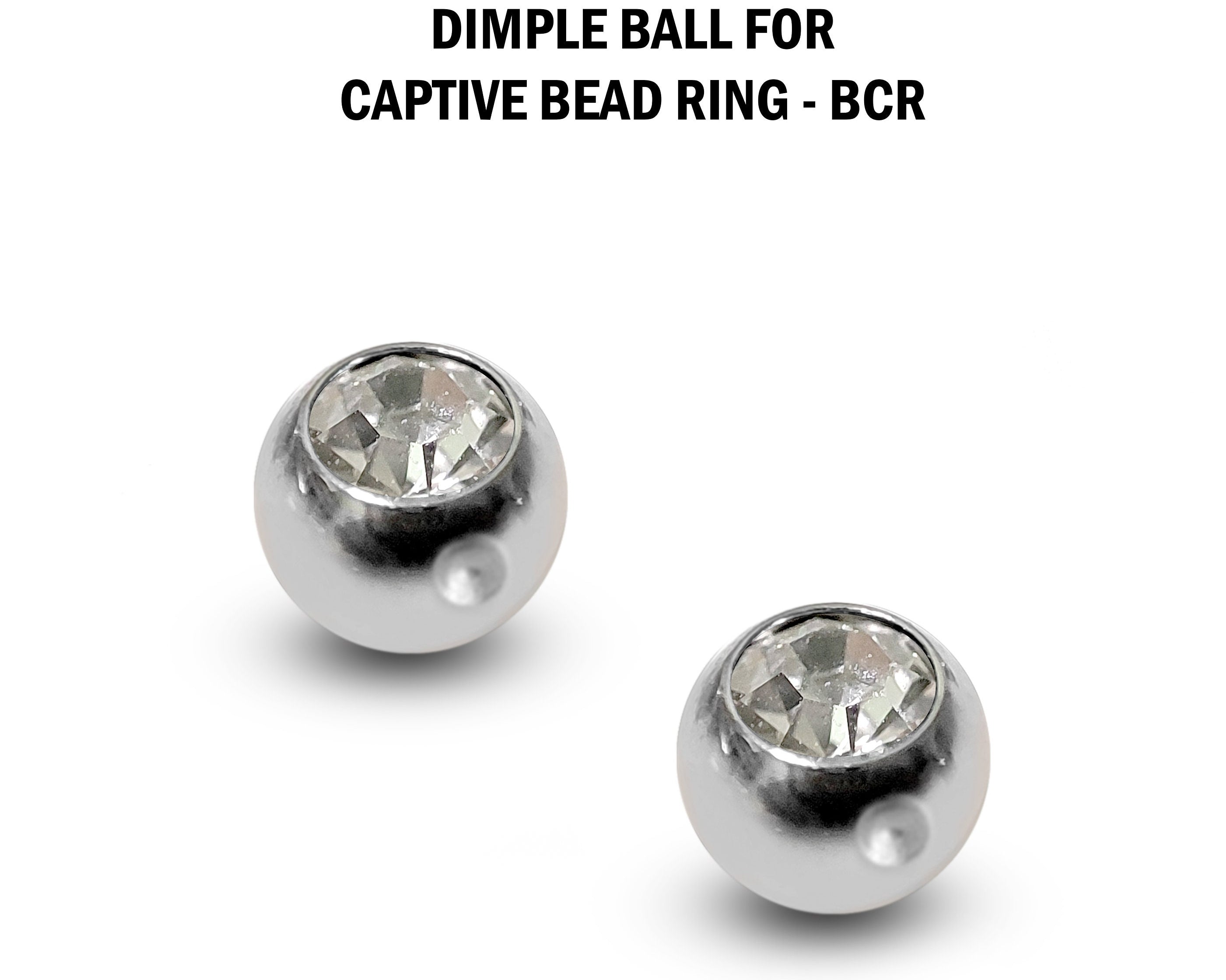 CZ Crystal Dimple Balls for BCR Ring: Titanium (2pcs)
