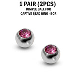 CZ Crystal Dimple Balls for BCR Ring: Titanium (2pcs)