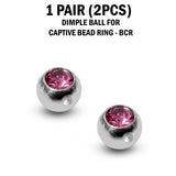 CZ Crystal Dimple Balls for BCR Ring: Titanium (2pcs)