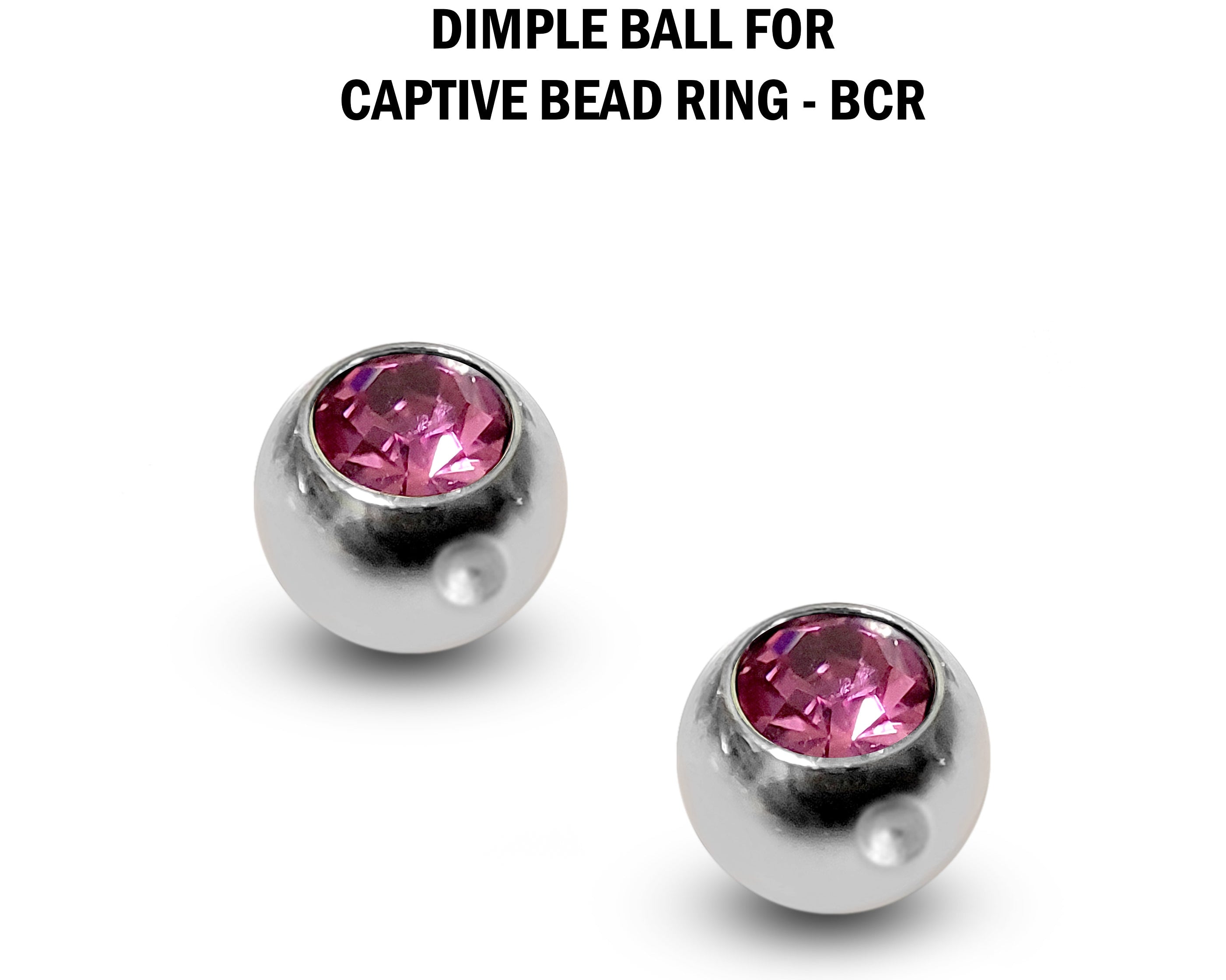 CZ Crystal Dimple Balls for BCR Ring: Titanium (2pcs)