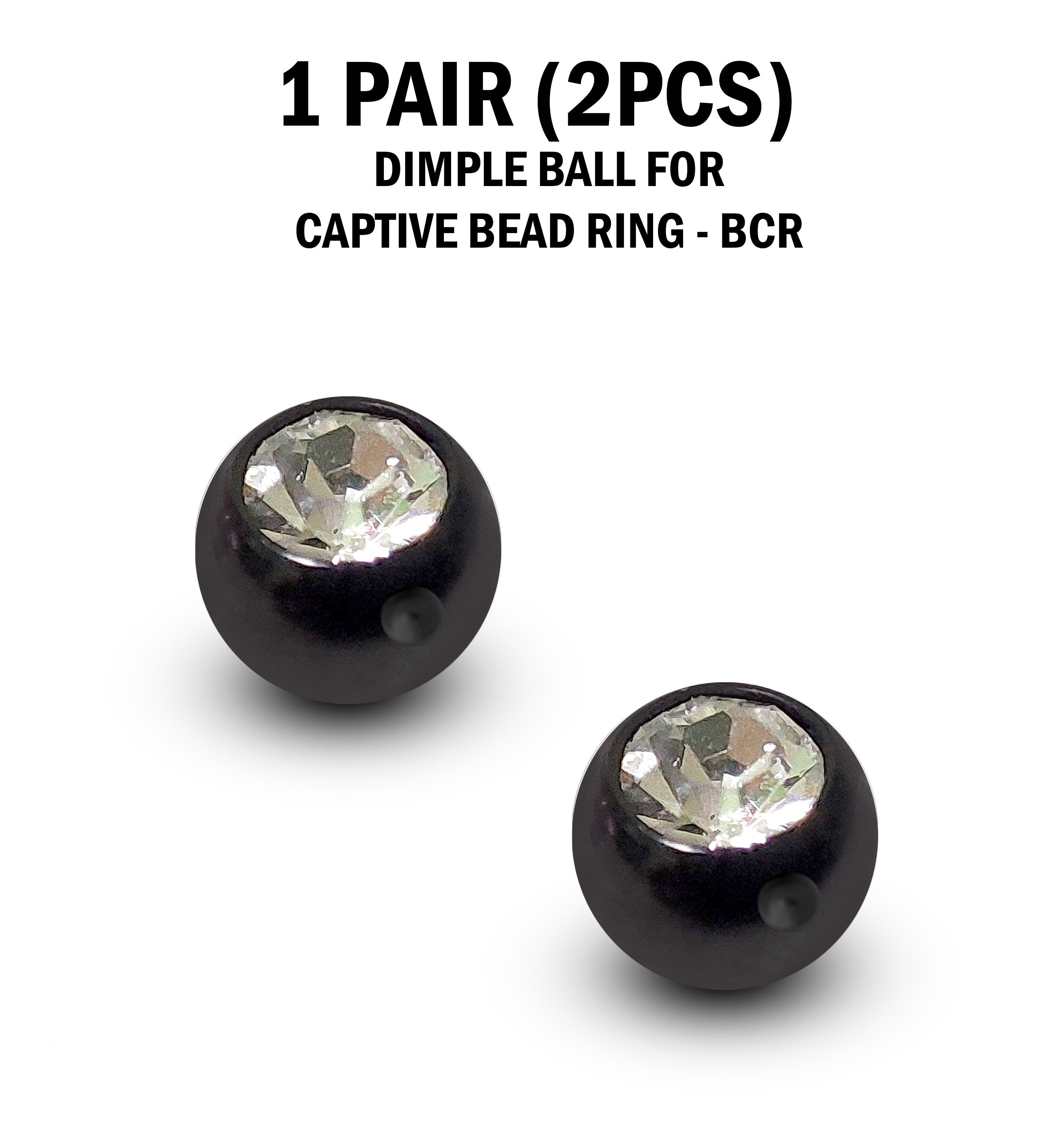CZ Crystal Dimple Balls (2pcs): Titanium BCR Replacement Part