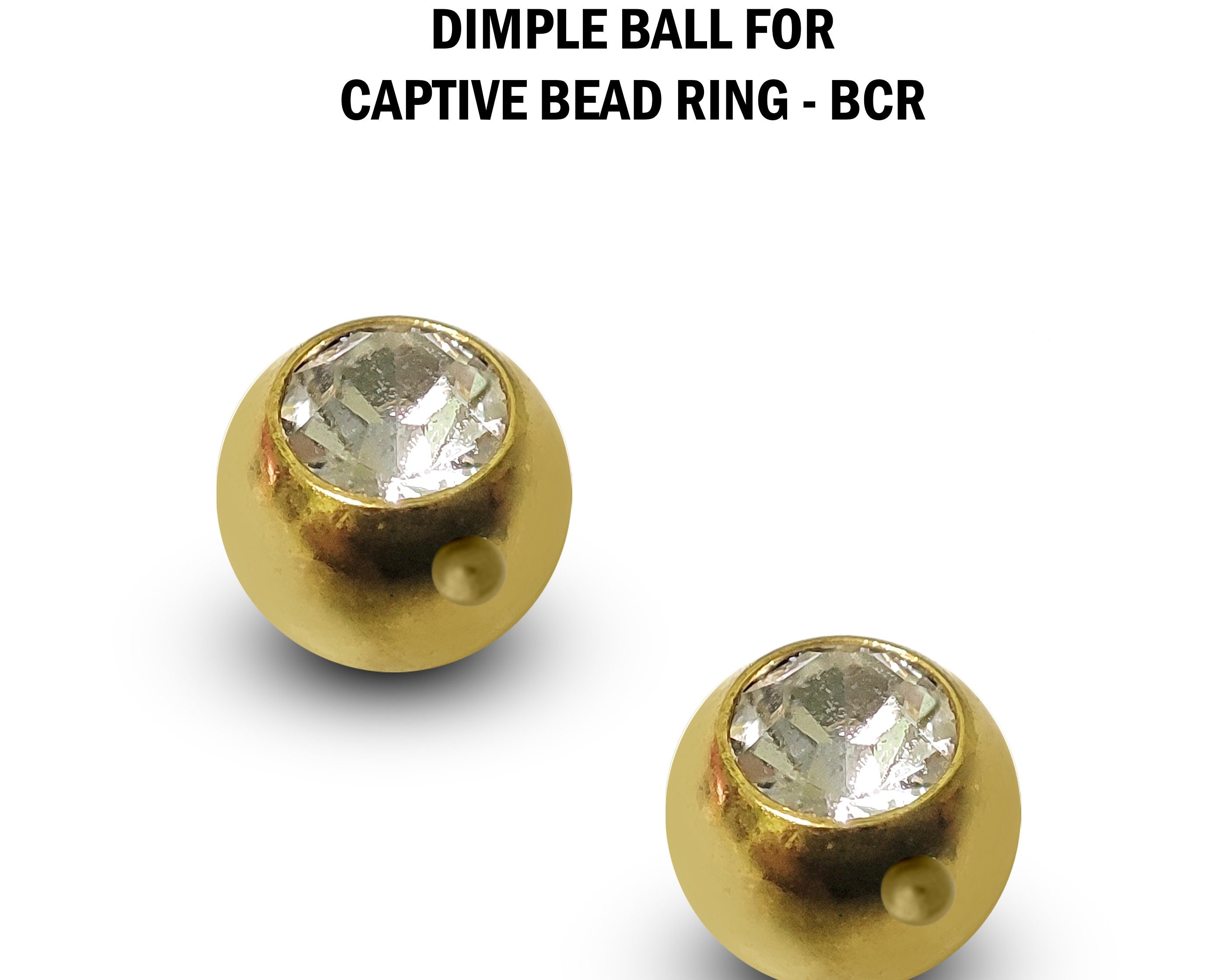 CZ Crystal Dimple Balls (2pcs): Titanium BCR Replacement Part