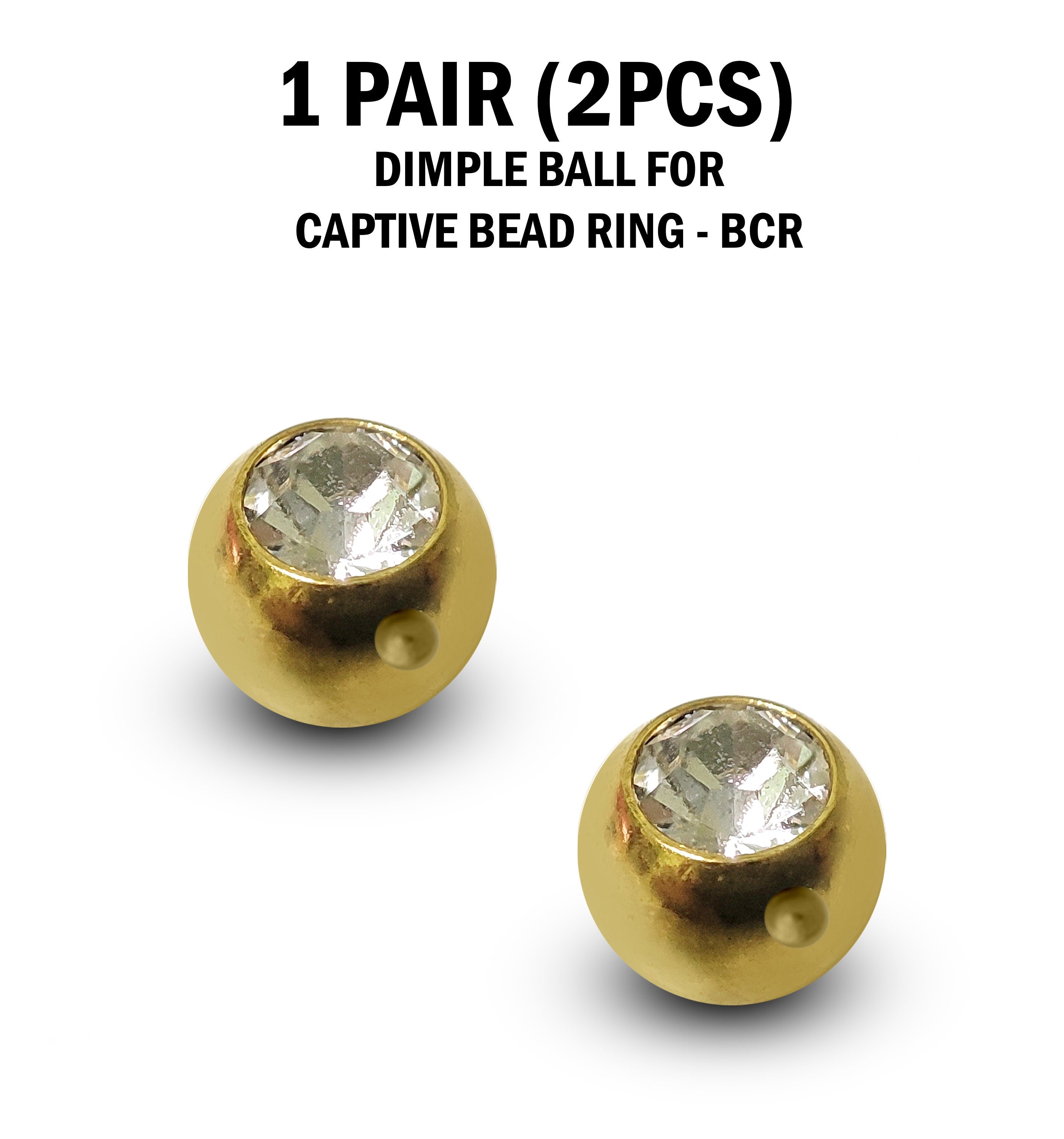 CZ Crystal Dimple Balls (2pcs): Titanium BCR Replacement Part