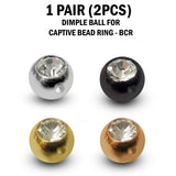 CZ Crystal Dimple Balls (2pcs): Titanium BCR Replacement Part