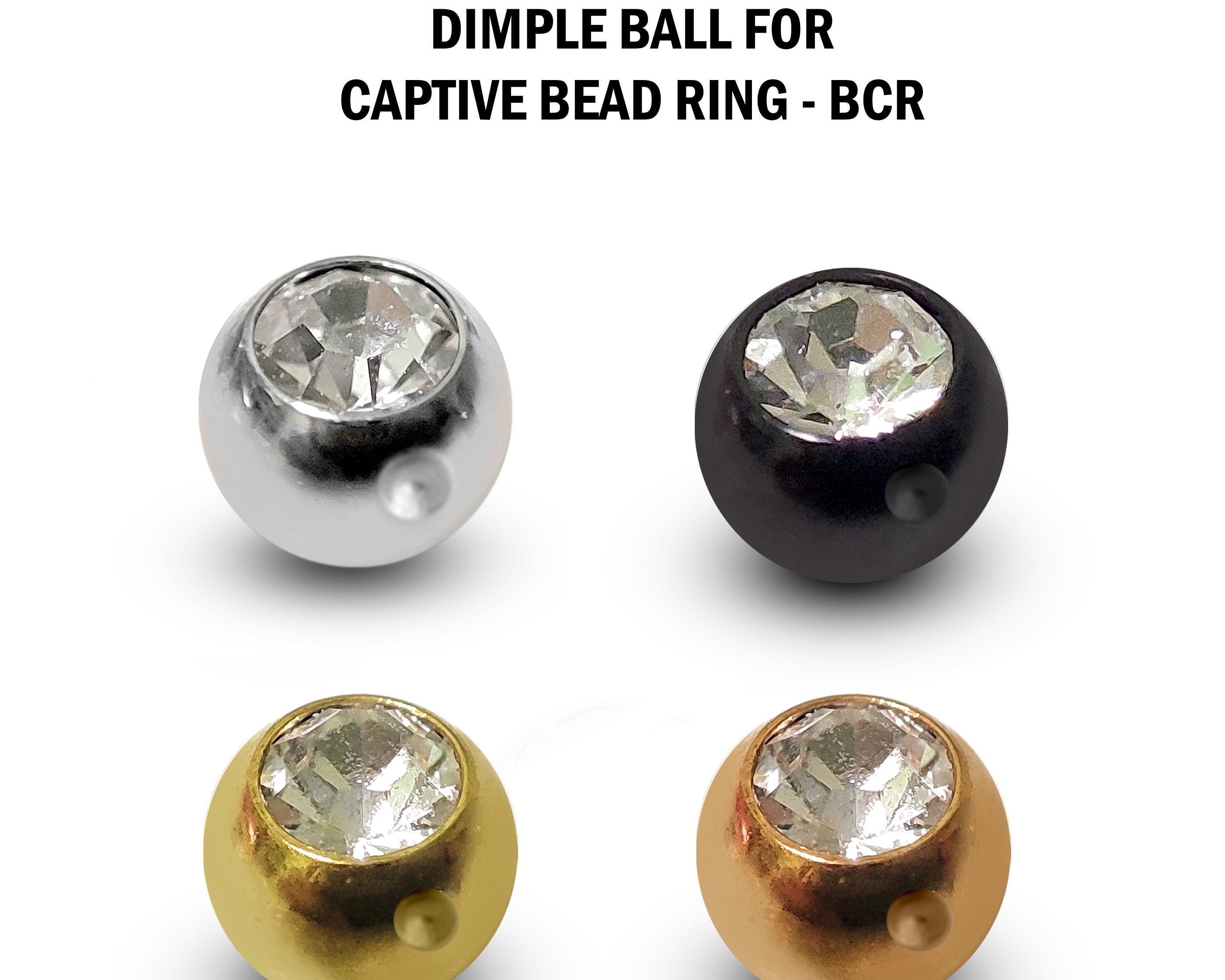 CZ Crystal Dimple Balls (2pcs): Titanium BCR Replacement Part