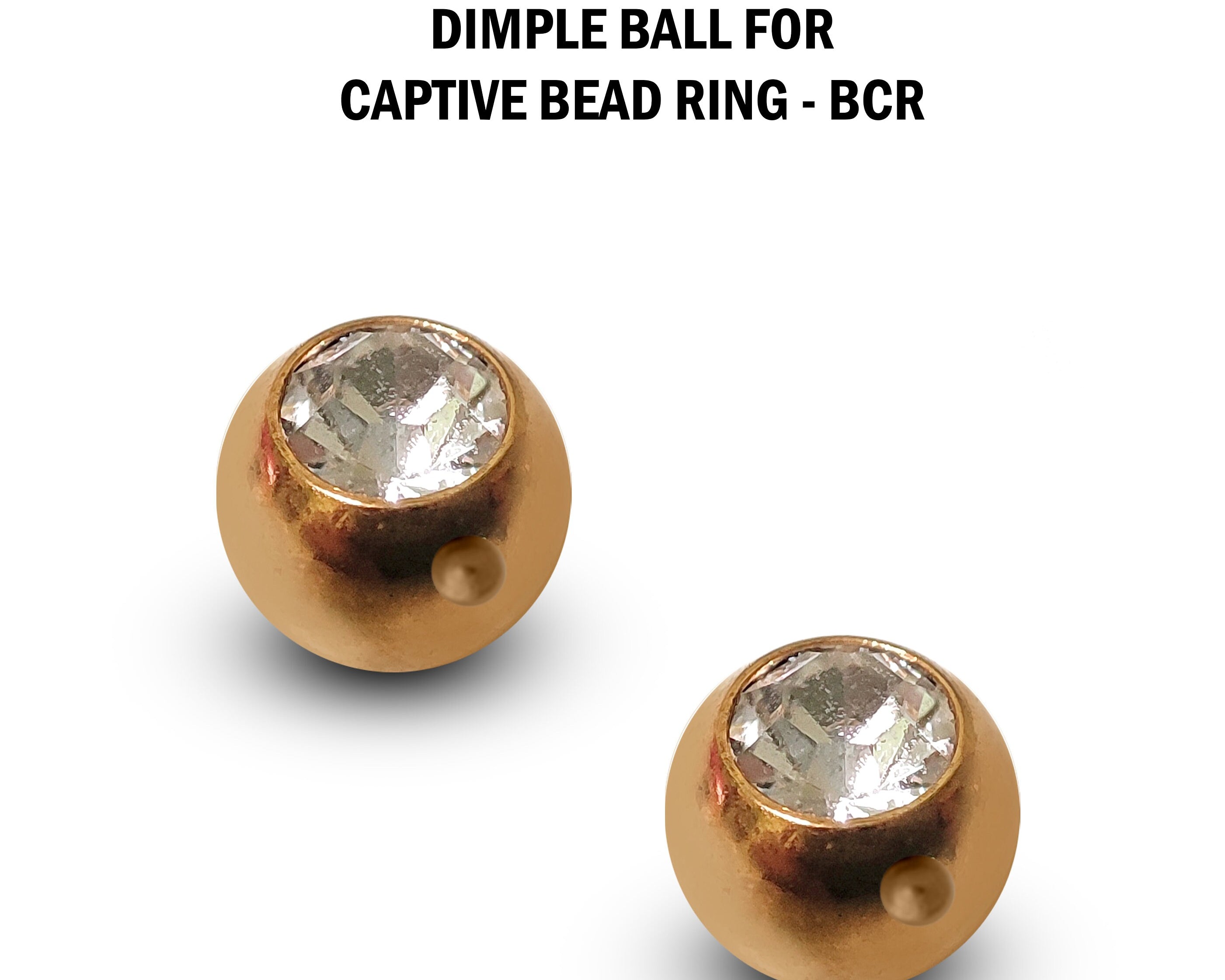 CZ Crystal Dimple Balls (2pcs): Titanium BCR Replacement Part