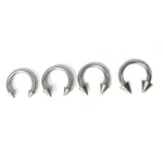 Titanium Spike Septum Horseshoe Ring Internally Threaded 16G to 00G Nose Ring Circular Barbell CBB/CBR Body Piercing