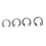 Titanium Spike Septum Horseshoe Ring Internally Threaded 16G to 00G Nose Ring Circular Barbell CBB/CBR Body Piercing