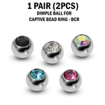 CZ Crystal Dimple Balls for BCR Ring: Titanium (2pcs)