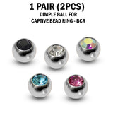 CZ Crystal Dimple Balls for BCR Ring: Titanium (2pcs)