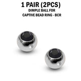 CZ Crystal Dimple Balls for BCR Ring: Titanium (2pcs)