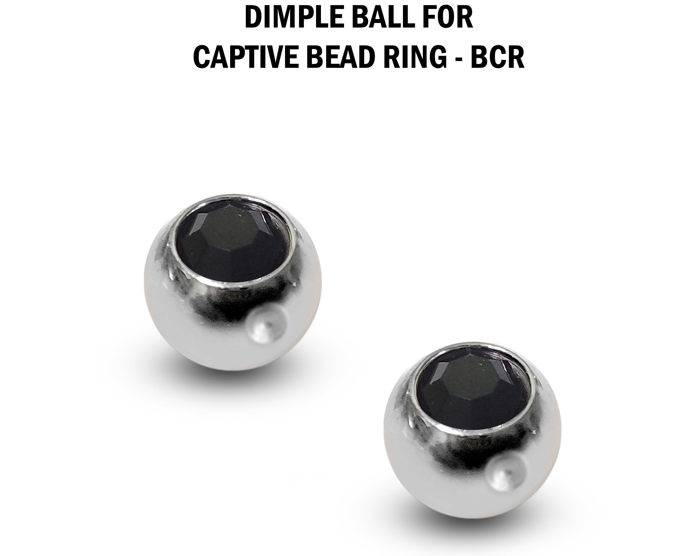 CZ Crystal Dimple Balls for BCR Ring: Titanium (2pcs)