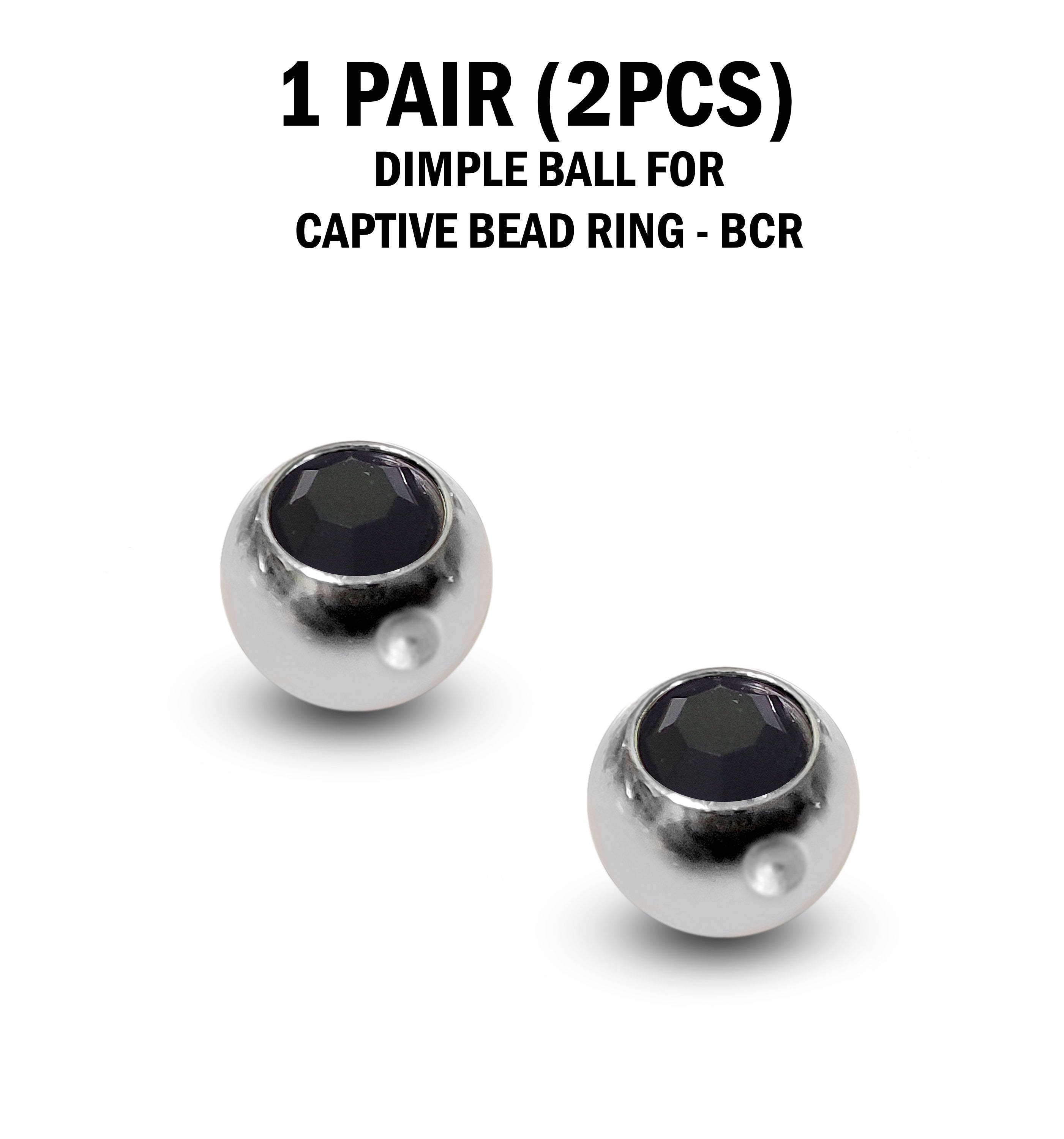 CZ Crystal Dimple Balls for BCR Ring: Titanium (2pcs)