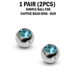 CZ Crystal Dimple Balls for BCR Ring: Titanium (2pcs)