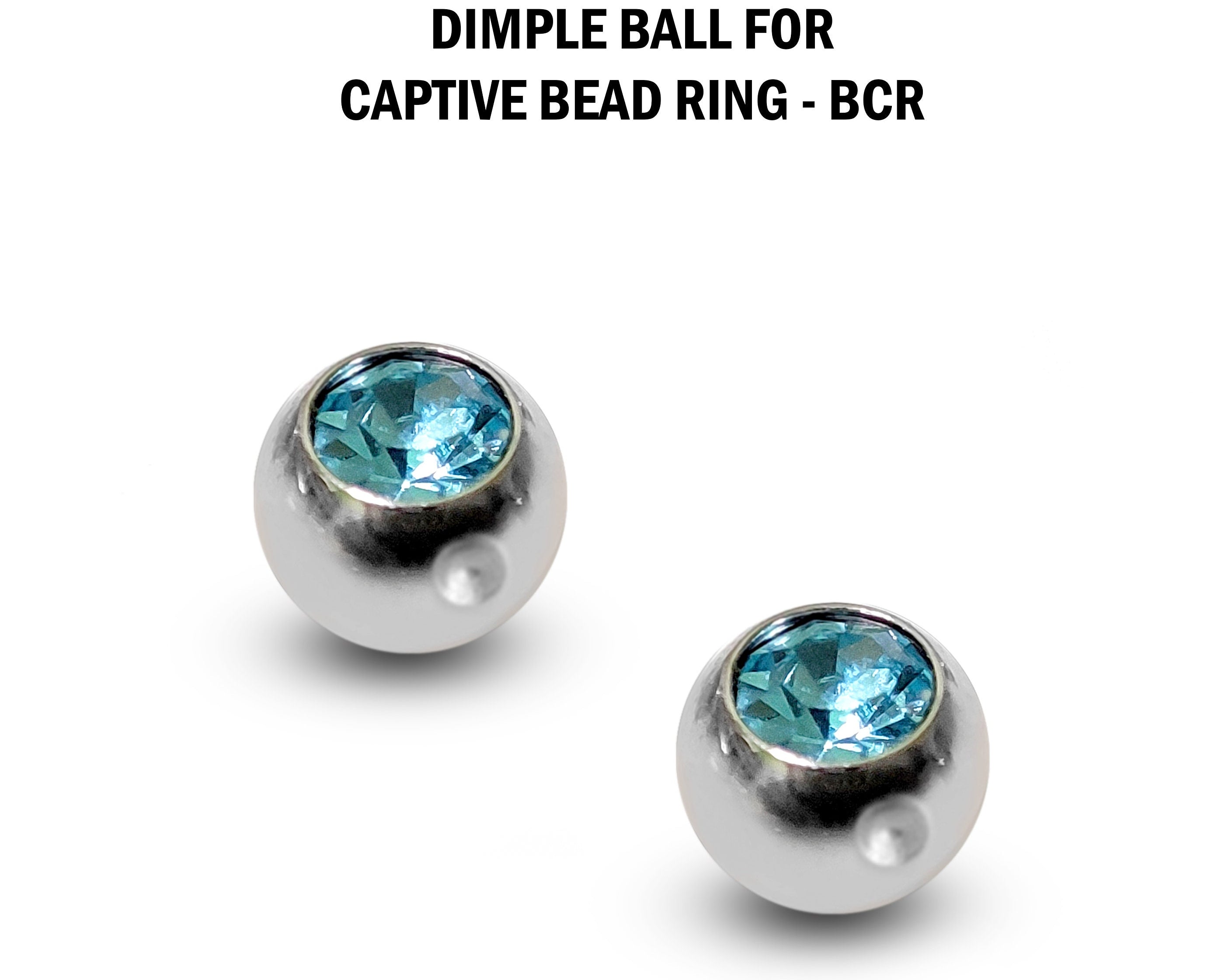 CZ Crystal Dimple Balls for BCR Ring: Titanium (2pcs)
