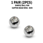 CZ Crystal Dimple Balls (2pcs): Titanium BCR Replacement Part