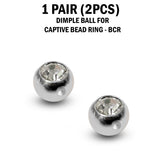 CZ Crystal Dimple Balls (2pcs): Titanium BCR Replacement Part