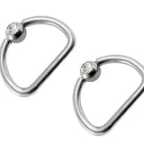 Titanium Nipple D-Ring, Nipple Ring Jewelry Ball Hoops with CZ Crystal, Captive Ring - 2pcs - Body Piercing Also for Daith, Septum, Eyebrow