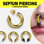 Gold Septum Piercing Internally Threaded Cone Horseshoe Barbell CBB/BCR Big Gauge Septum Ring, PA Ring Combination - British Standard