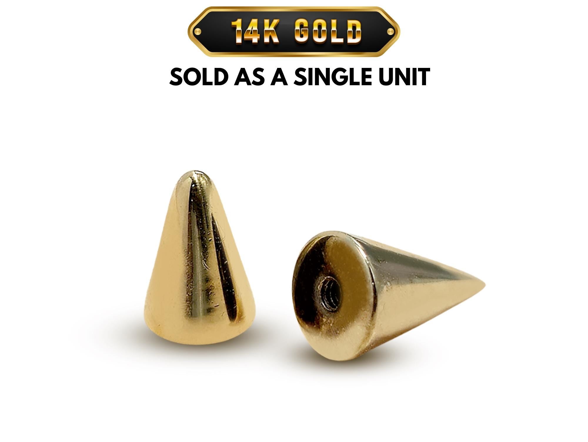 14K Solid Gold 16G Spike, Screws on any 14G 16G Jewelry, Spikes Stud- 14K Hand Made for Body Jewellery Piercing