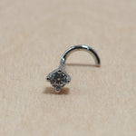 14K Gold Twist Nose Stud: 20G Crystal Nose Ring