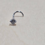 14K Gold Twist Nose Stud: 20G Crystal Nose Ring