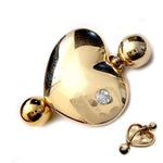 14K Gold Heart Belly Rings- Solid Gold Belly Button Ring with Gem Stone - 14g Belly Ring - Finest Quality Gold Body Piercing Jewelry