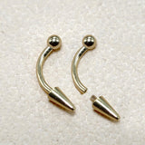 14K Solid Gold Internal Threaded Spike Curved Barbell, Vertical Labret Stud Lip Piercing - Body Jewellery Also for Eyebrows - 1pc each order