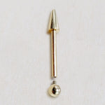 14K Solid Gold Spike Barbell Piercing, Cartilage Helix Piercing - Internally threaded - Body Piercing Also for Nipple Bar