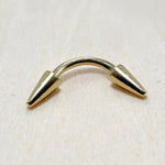 14K Solid Gold Spike Eyebrow Piercing Jewellery Curved Barbell Cones - 1pc Each Order