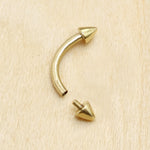 Spike Eyebrow Piercing Jewellery 14K Solid Gold Internally Threaded Curved Barbell - 1pc Each Order