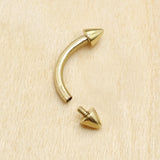 Spike Eyebrow Piercing Jewellery 14K Solid Gold Internally Threaded Curved Barbell - 1pc Each Order