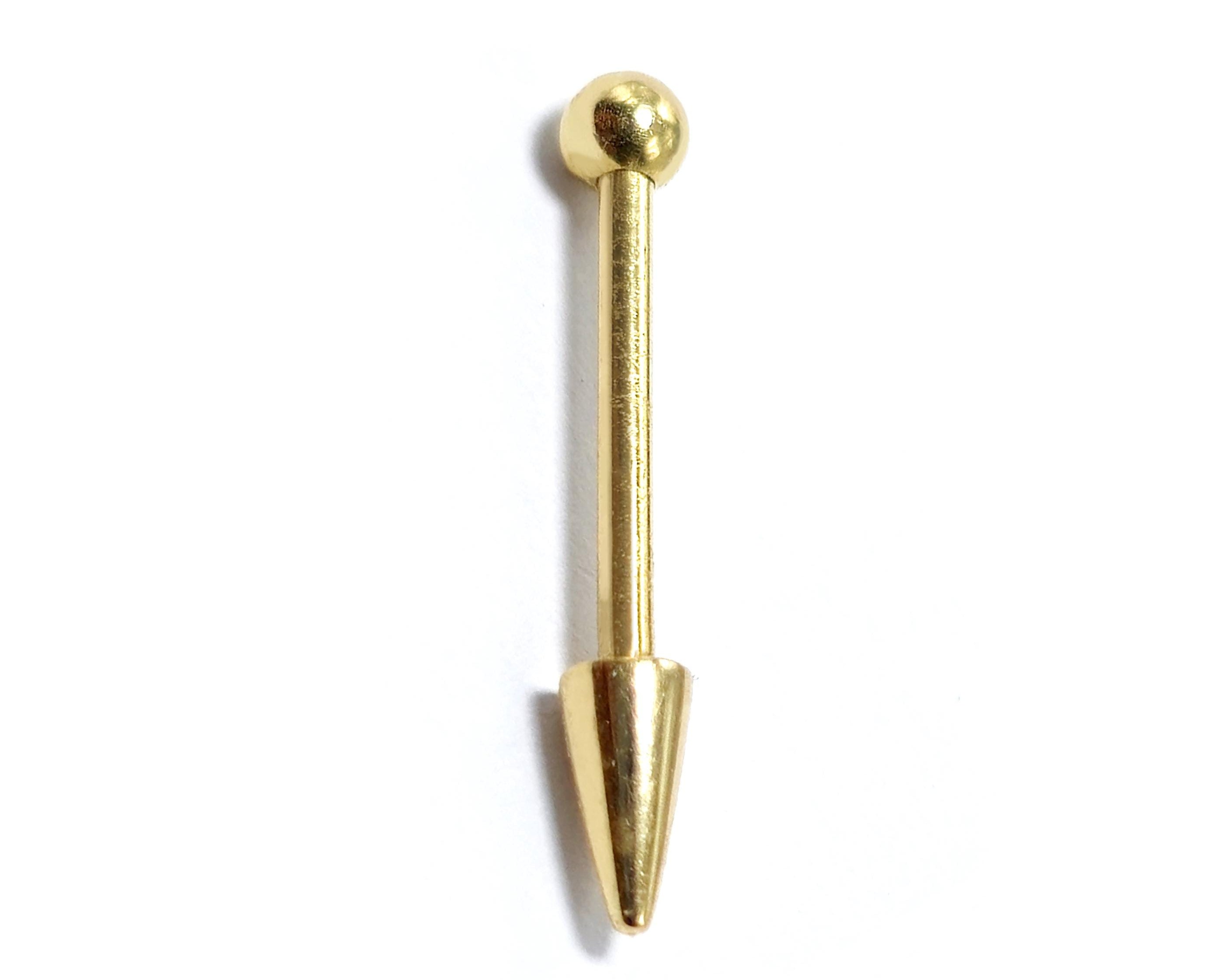 14K Solid Gold Spike Barbell Earrings, Cartilage Helix Piercing Ball and Cone Combinations - Body Piercing Also for Nipple Bar