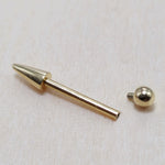 14K Solid Gold Spike Barbell Piercing, Cartilage Helix Piercing - Internally threaded - Body Piercing Also for Nipple Bar