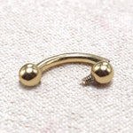 14K Solid Gold Vertical Labret Lip Barbell - Internal Threaded Also for Eyebrows, Rook Cartilage Earrings - 1pc each order