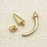 Spike Eyebrow Piercing Jewellery 14K Solid Gold Internally Threaded Curved Barbell - 1pc Each Order