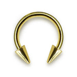 14K Solid Gold Spike Septum Ring Horseshoe Barbell Piercing Nose and Lip Jewelry - Handmade Body Jewellery