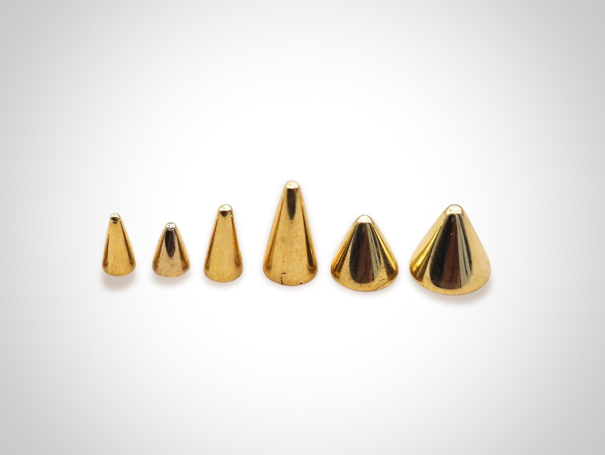 14K Solid Gold Angel Fang Lip Piercing 16g Curved Barbell Ball and Spikes Body Jewellery Vertical Angel Bites- 1pc each order