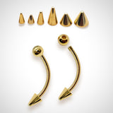 14K Solid Gold Angel Fang Lip Piercing 16g Curved Barbell Ball and Spikes Body Jewellery Vertical Angel Bites- 1pc each order