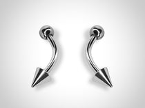 Titanium Angel Fangs Piercing Lip Jewelry 16g Curved Barbell with Ball and Spikes, Cones Combination Body Jewellery - 2pc each order