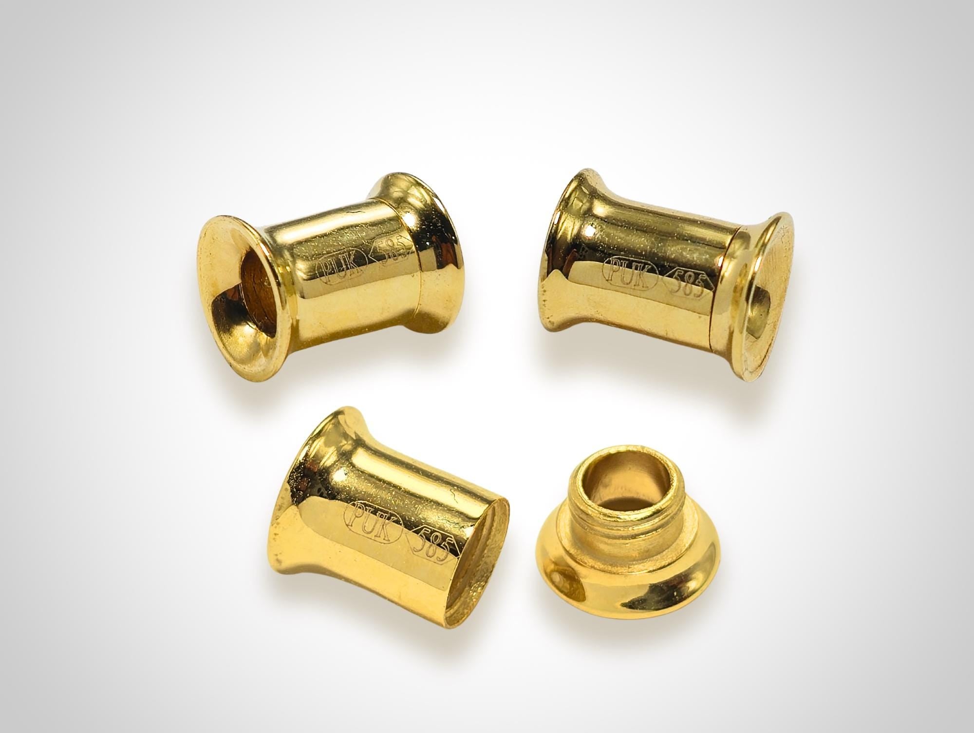 14K Gold Double Flared Plug Ear Lobe Stretchers, Ear Tunnel Body Jewellery - 1pc each order