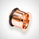 14K Rose Gold Single Flared Plugs Ear stretching Tunnel Body Jewellery - 1pc each order