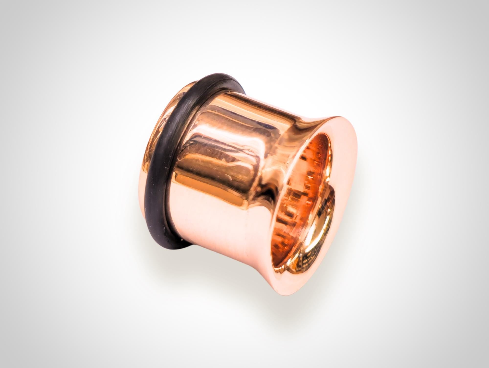 14K Rose Gold Single Flared Plugs Ear stretching Tunnel Body Jewellery - 1pc each order