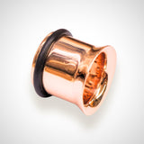 14K Rose Gold Single Flared Plugs Ear stretching Tunnel Body Jewellery - 1pc each order
